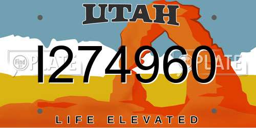 I274960 Utah License Plate