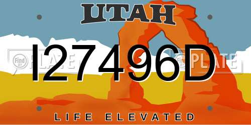 I27496D Utah License Plate