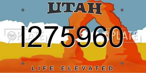 I275960 Utah License Plate