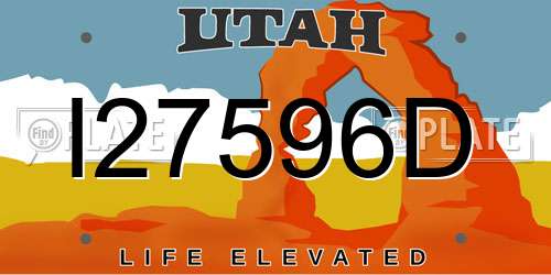 I27596D Utah License Plate