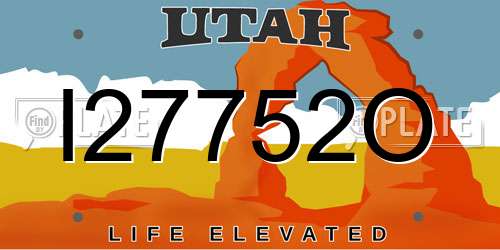 I27752O Utah License Plate