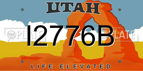 I2776B Utah License Plate