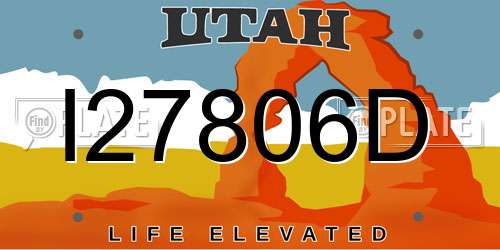 I27806D Utah License Plate