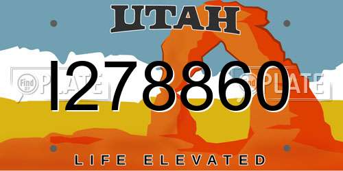 I278860 Utah License Plate