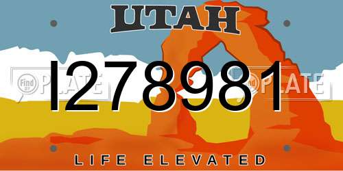 I278981 Utah License Plate