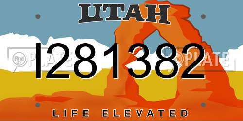 I281382 Utah License Plate