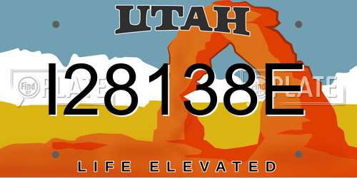 I28138E Utah License Plate