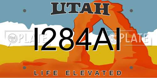 I284AI Utah License Plate