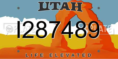 I287489 Utah License Plate