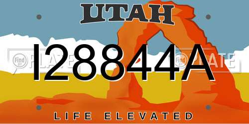 I28844A Utah License Plate