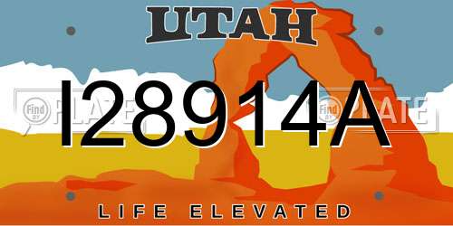 I28914A Utah License Plate
