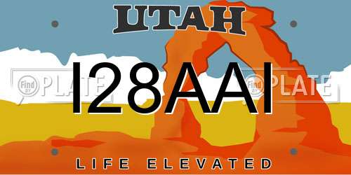 I28AAI Utah License Plate