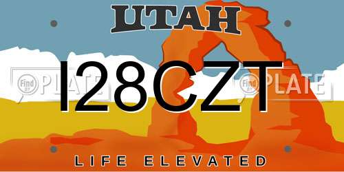 I28CZT Utah License Plate