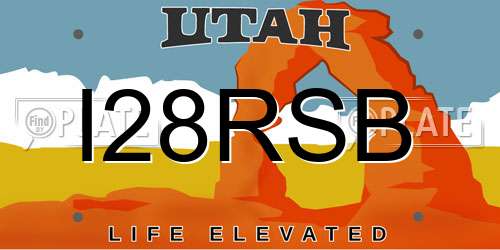 I28RSB Utah License Plate