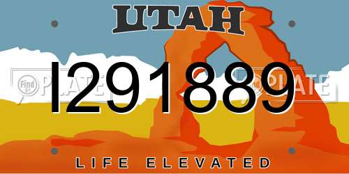 I291889 Utah License Plate