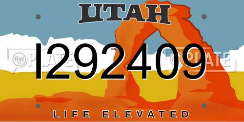 I292409 Utah License Plate