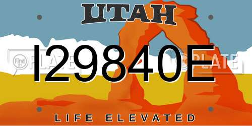 I29840E Utah License Plate
