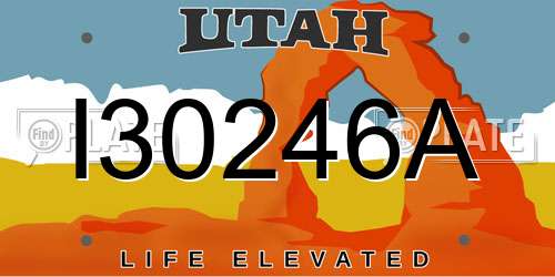 I30246A Utah License Plate