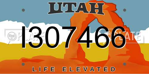 I307466 Utah License Plate