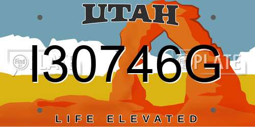 I30746G Utah License Plate