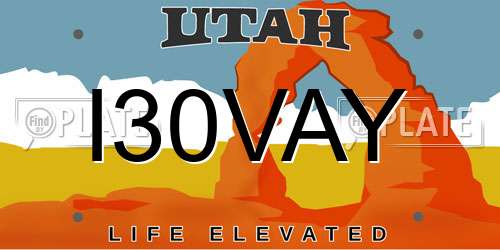 I30VAY Utah License Plate