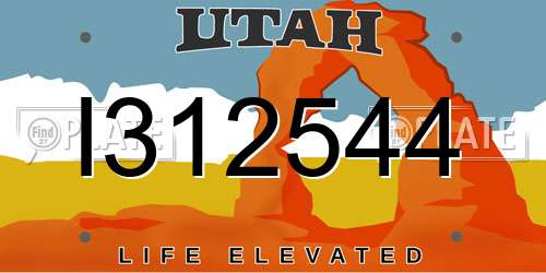 I312544 Utah License Plate