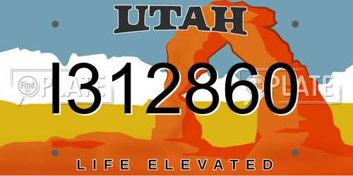 I312860 Utah License Plate