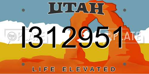 I312951 Utah License Plate
