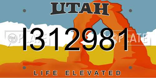 I312981 Utah License Plate