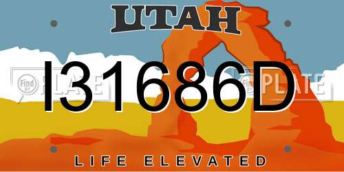 I31686D Utah License Plate
