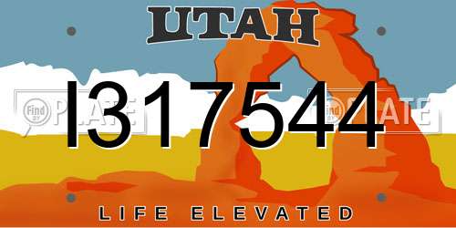 I317544 Utah License Plate