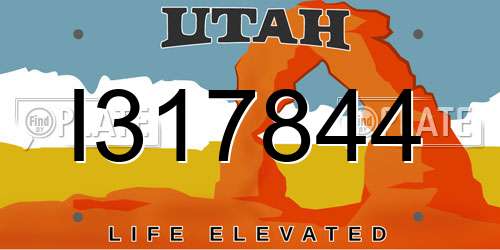 I317844 Utah License Plate