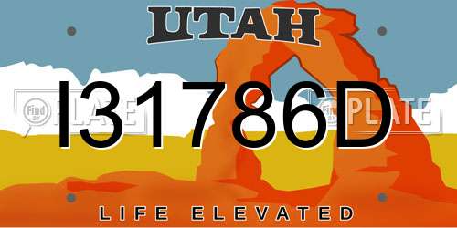 I31786D Utah License Plate