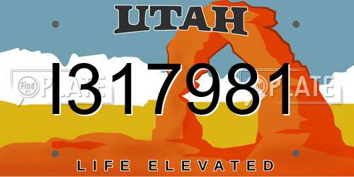 I317981 Utah License Plate