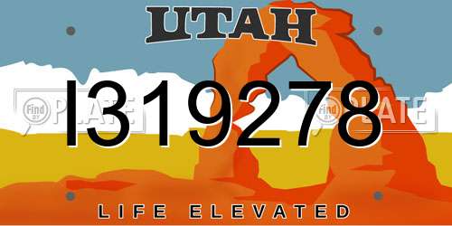 I319278 Utah License Plate