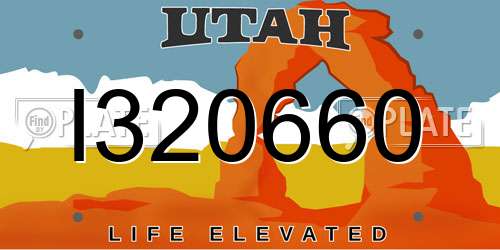 I320660 Utah License Plate