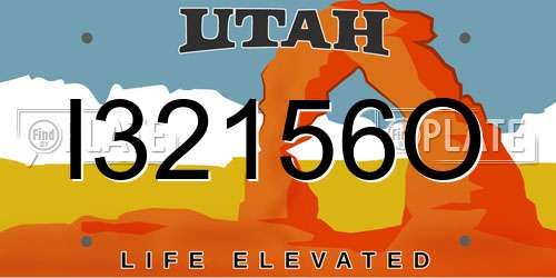 I32156O Utah License Plate