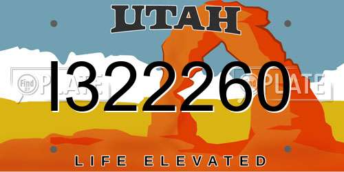 I322260 Utah License Plate