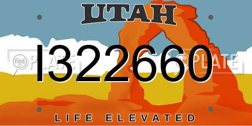I322660 Utah License Plate