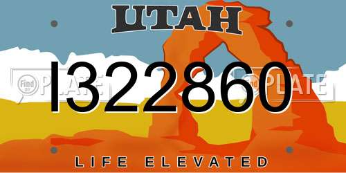 I322860 Utah License Plate