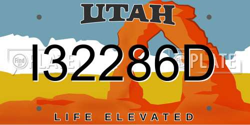 I32286D Utah License Plate