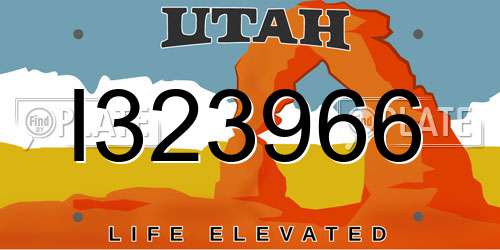 I323966 Utah License Plate