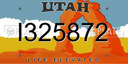 I325872 Utah License Plate