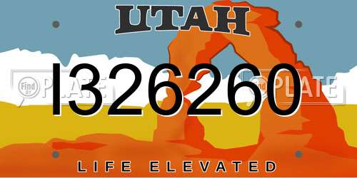 I326260 Utah License Plate