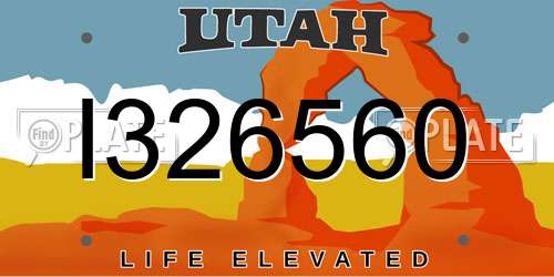 I326560 Utah License Plate