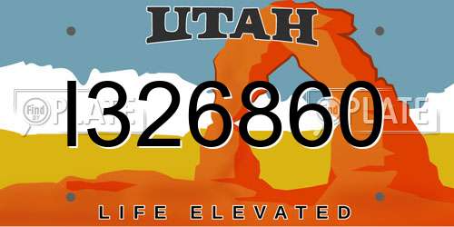 I326860 Utah License Plate
