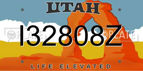 I32808Z Utah License Plate