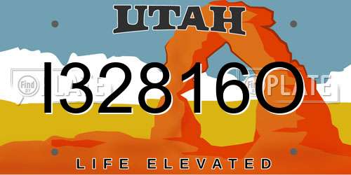 I32816O Utah License Plate