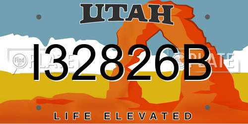 I32826B Utah License Plate