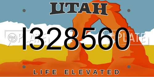 I328560 Utah License Plate